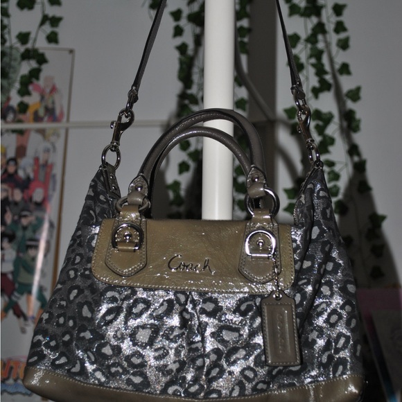 Coach Metallic Gray Leopard Shoulder Bag - Picture 6 of 11